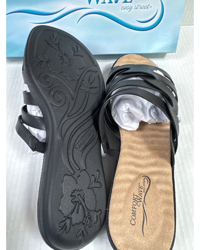Easy Street Sheri Women's Black Comfort Slide Sandal 9.5W NWT