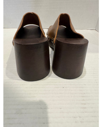 Ganni Retro Stud Detail Women's Tan Clog Sandal EU 36 NWOB