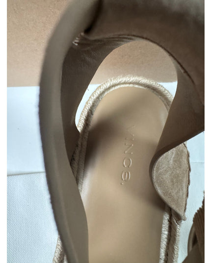 Vince Women's leather Belisa Platform Espadrille Sandal  9.5 tan new