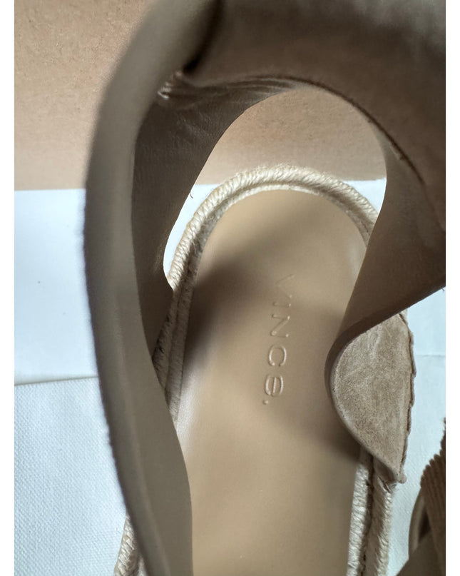 Vince Women's leather Belisa Platform Espadrille Sandal  9.5 tan new