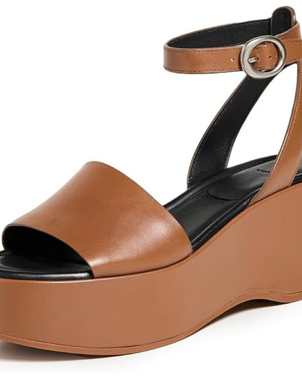Vince Womens Phillipa   Leather Platform Ankle Strap Sandals  brown 8.5 new