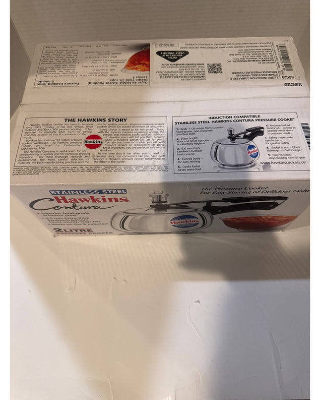 Hawkins Contura 2 Litre Pressure Cooker Silver STAINLESS STEELNIB