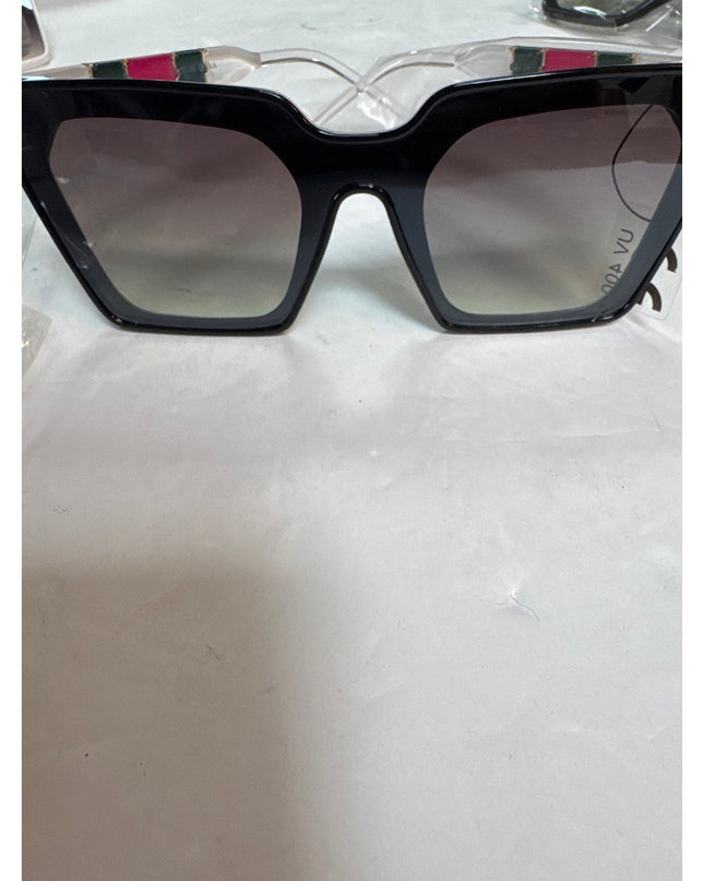 Women's Luxury Striped Red Green Fashion Sunglasses UV400  Lens mid tint