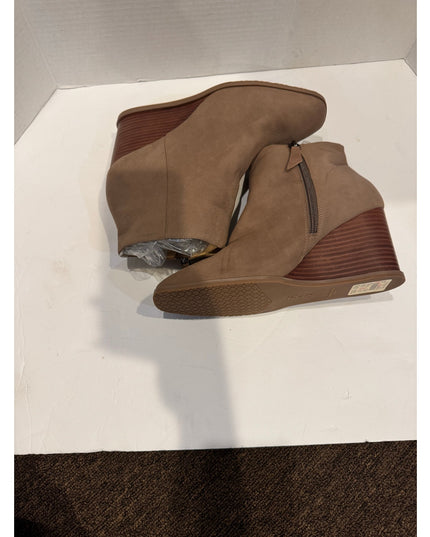 NYDJ Joan Women Mink Leather Wedge Bootie Size 9.5M Store Display