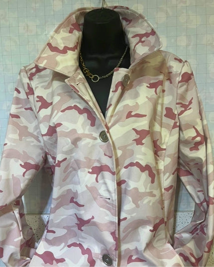 Dennis Basso Women Rose Camo Water Resistant Rain Jacket XL New