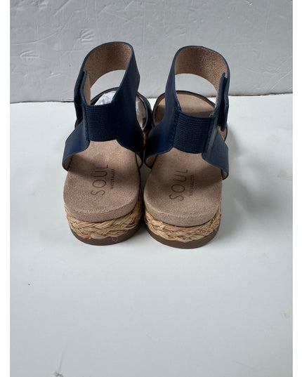 SOUL Naturalizer Womens Deara Platform Flat Sandals - 9.5 Medium  blue new