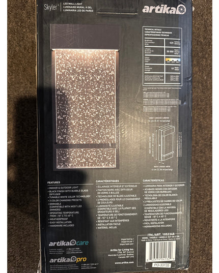 Artika Skyler LED Indoor Outdoor Wall Sconce Lantern Black NIB