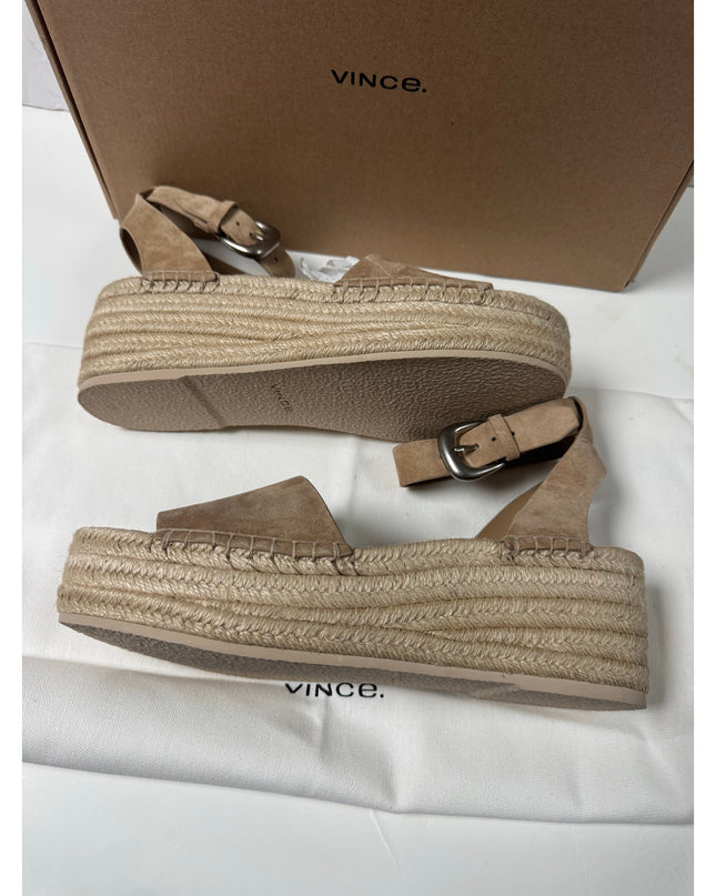 Vince Women's leather Belisa Platform Espadrille Sandal  9.5 tan new