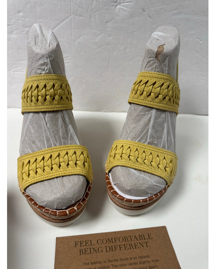 Gentle Souls womens Elyssa Two-band BraidWedge Sandal cardli sporty 7.5 lemon