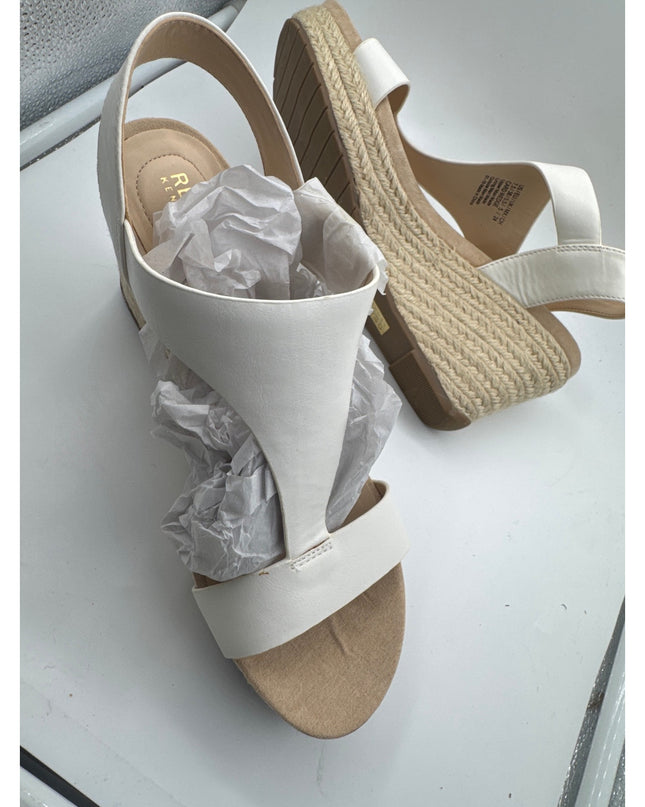 Kenneth Cole REACTION Women's Card T-strap Wedge White size 7.5 M