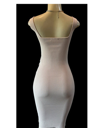 Women's Sleeveless Ribbed Midi  Dress Stretchy Viscose S M L new