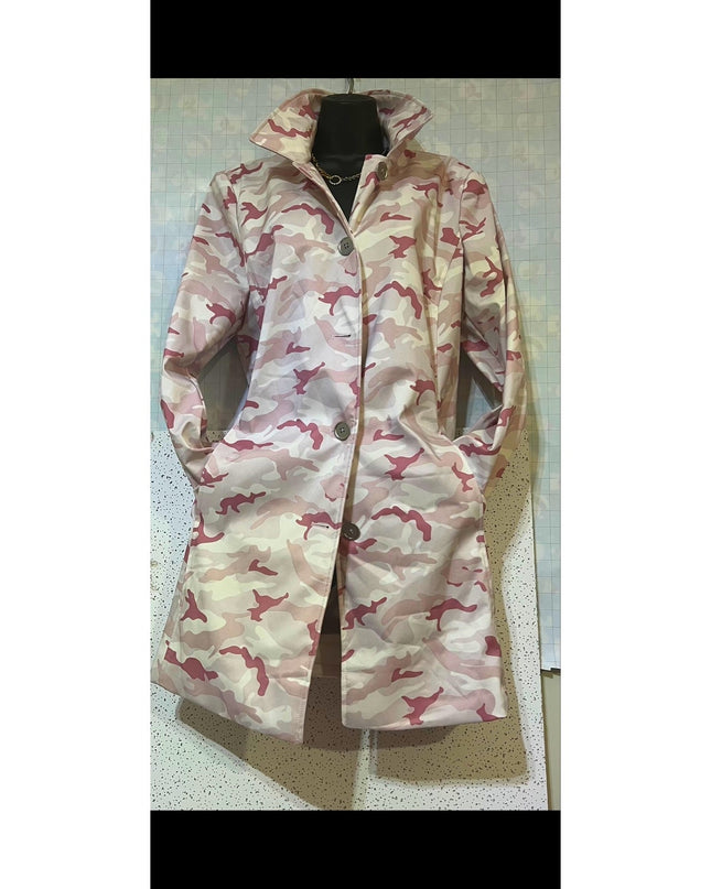 Dennis Basso Women Rose Camo Water Resistant Rain Jacket XL New