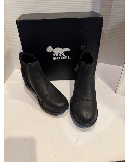 SOREL Evie Zip Women's Black Waterproof Leather Bootie 6.5 New