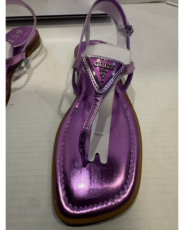 Guess Womens Rainey Faux Leather Logo T-Strap Sandals 9.5 M dark pink 650 new