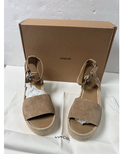 Vince Women's leather Belisa Platform Espadrille Sandal  9.5 tan new