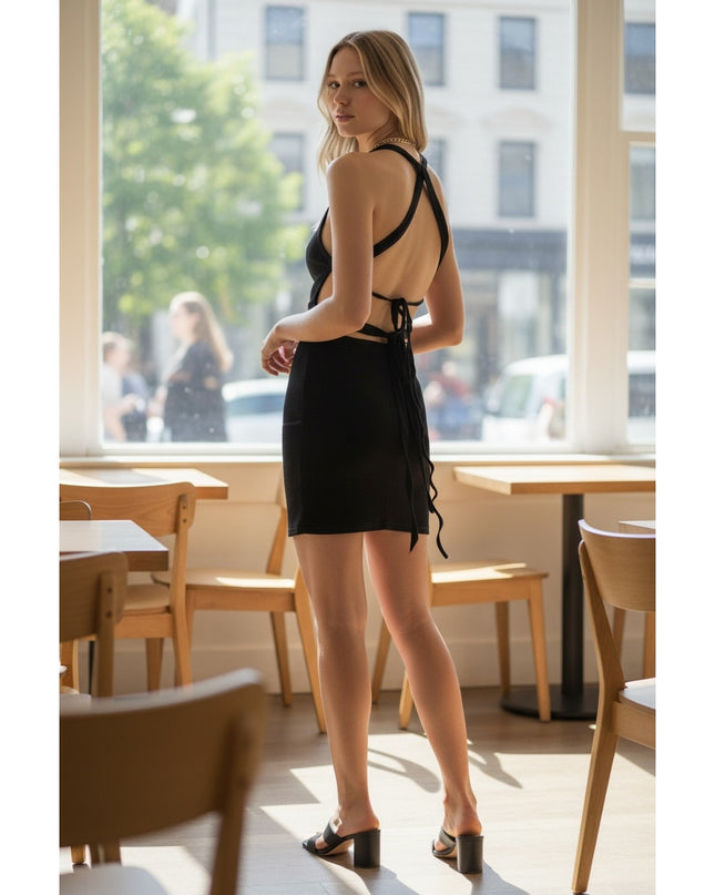 Bear Dance Women Black Bombshell 2 Piece Mini Skirt Set Sleeveless NWT