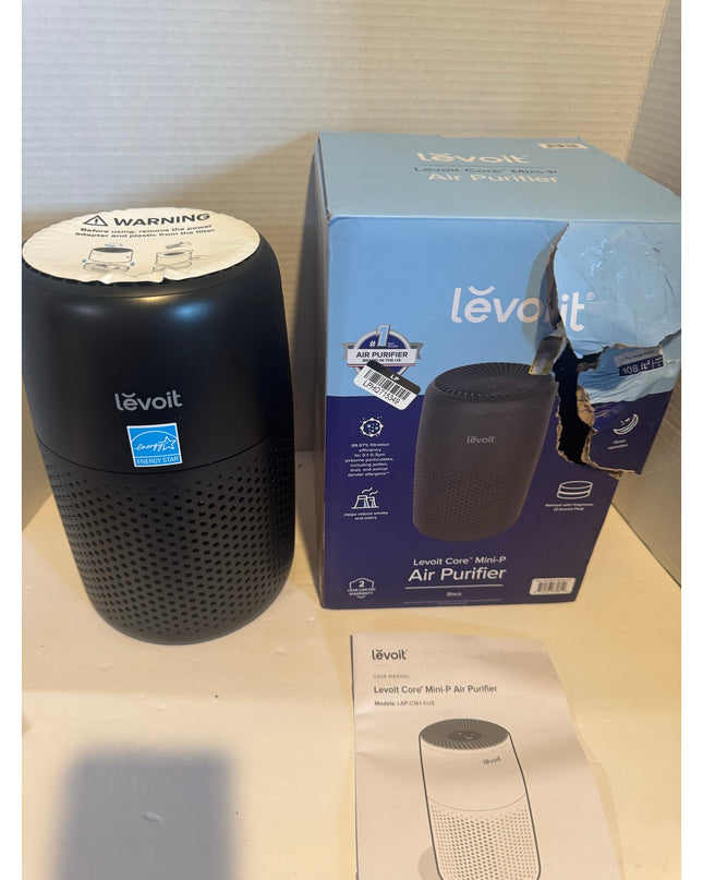 Levoit Core Mini-P Air Purifier Black HEPA Compact Bedroom NIB distressed box
