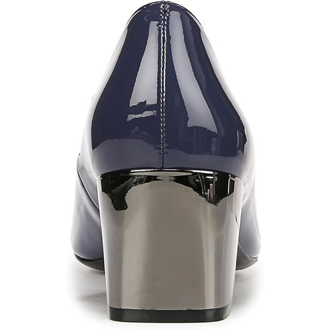 Naturalizer Karina Blue Patent Block Heel Square Toe Pump 8.5W