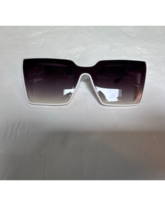 UV 400 ProtectionTrendy Luxury Side Striped Square Sunglasses White