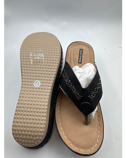 Good Choice Bari Faux Suede Wedge Sandals Women's Size 7.5M Black