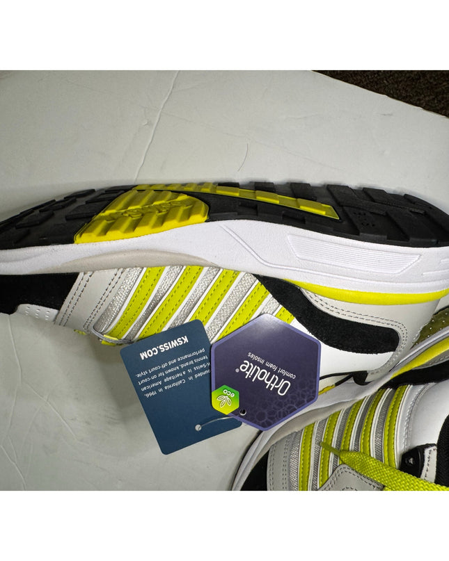 K-Swiss Rannell Men's White Black Gray Neon Sneaker Size 8.5 NWOB