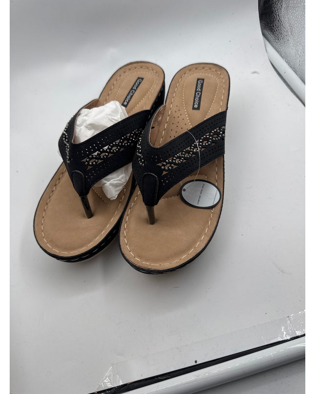 Good Choice Bari Faux Suede Wedge Sandals Women's Size 7.5M Black