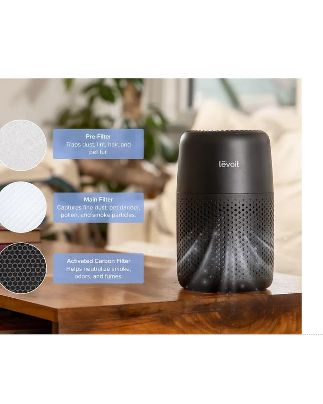 Levoit Core Mini-P Air Purifier Black HEPA Compact Bedroom NIB distressed box