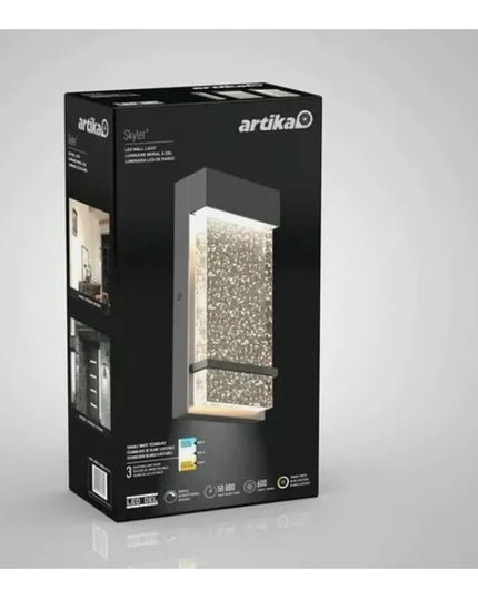 Artika Skyler LED Indoor Outdoor Wall Sconce Lantern Black NIB