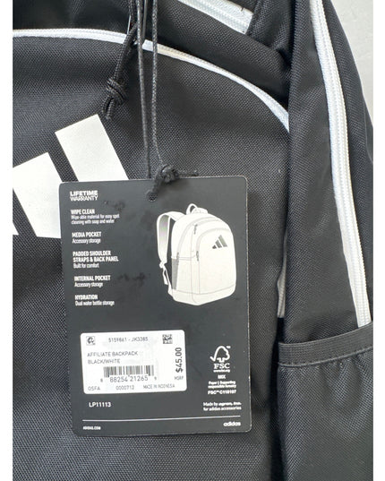 adidas Kids Affiliate Backpack 27L Black White School Bag OSFA New