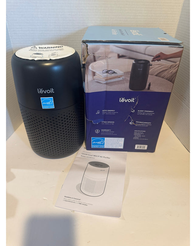 Levoit Core Mini-P Air Purifier Black HEPA Compact Bedroom NIB distressed box
