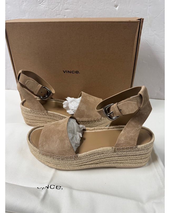 Vince Women's leather Belisa Platform Espadrille Sandal  9.5 tan new