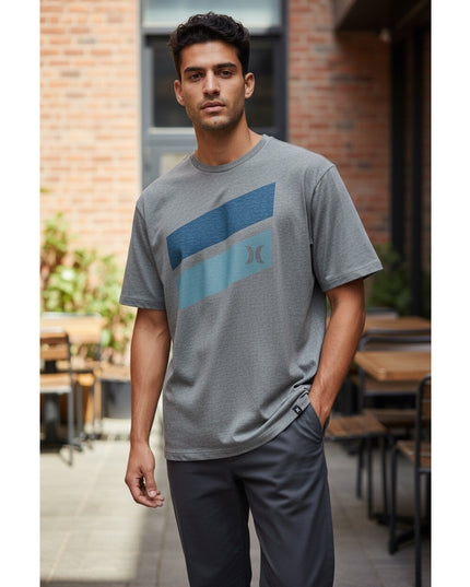Hurley Icon Slash Push Through Men's Gray Heather T-Shirt Large