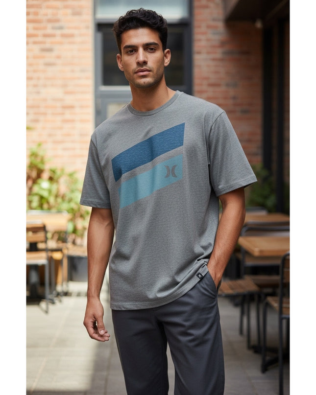 Hurley Icon Slash Push Through Men's Gray Heather T-Shirt Large