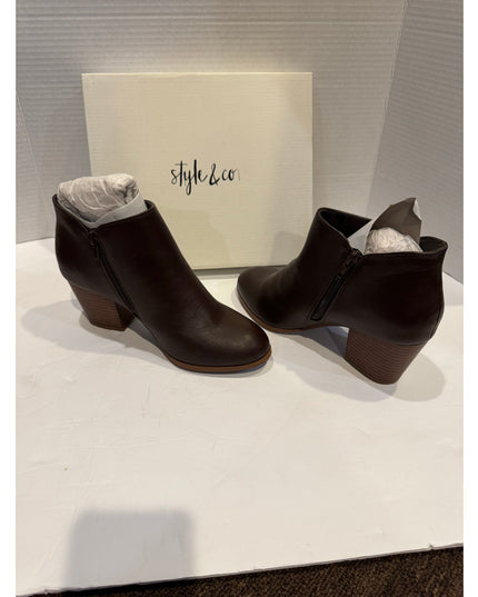 Style & Co Masrina Women's Brown Closed Toe Ankle Bootie 7W New