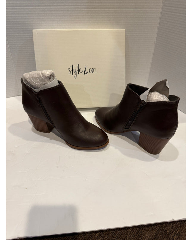 Style & Co Masrina Women's Brown Closed Toe Ankle Bootie 7W New