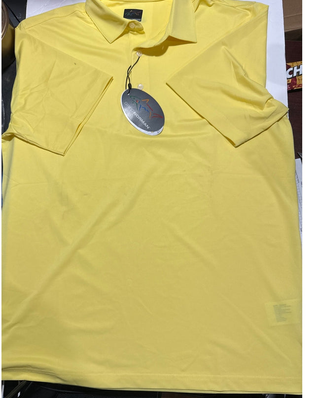 Greg Norman Freedom Micro Pique Men's Yellow Golf Polo Medium New