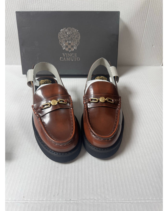 Vince Camuto Torrie Women's Brown Platform Slingback Loafer Flat 9