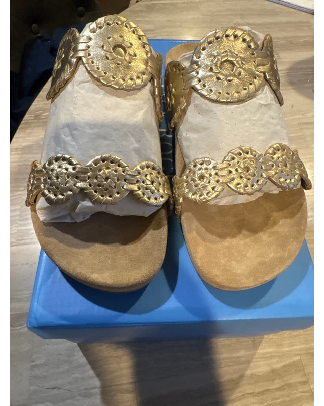 Jack Rogers Lauren Comfort Wedge Sandals Women's Size 6 Gold New
