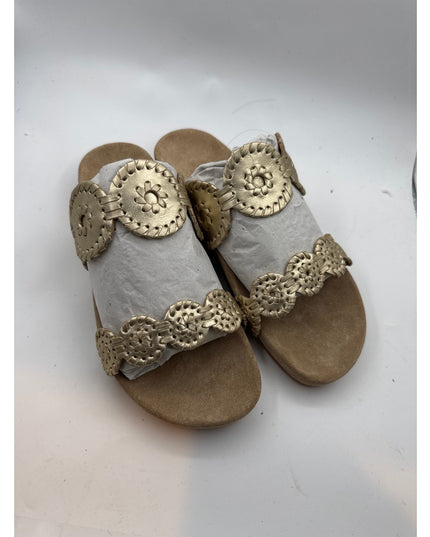 Jack Rogers Lauren Comfort Wedge Sandals Women's Size 6 Gold New