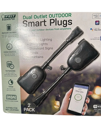 Feit Dual Outlet Outdoor Smart Plug WiFi 2-Pack Alexa Google SIRI