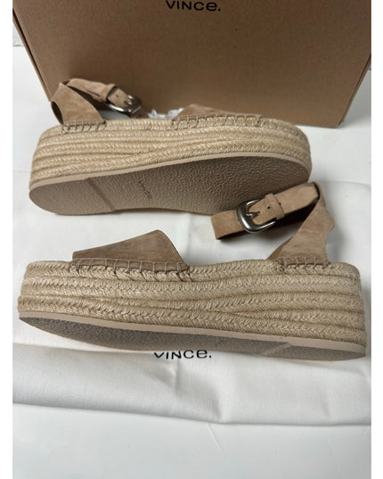 Vince Women's leather Belisa Platform Espadrille Sandal  9.5 tan new