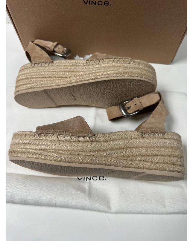 Vince Women's leather Belisa Platform Espadrille Sandal  9.5 tan new