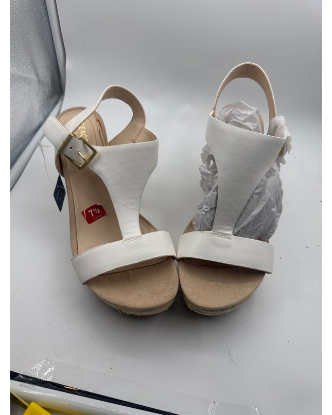 Kenneth Cole REACTION Women's Card T-strap Wedge White size 7.5 M