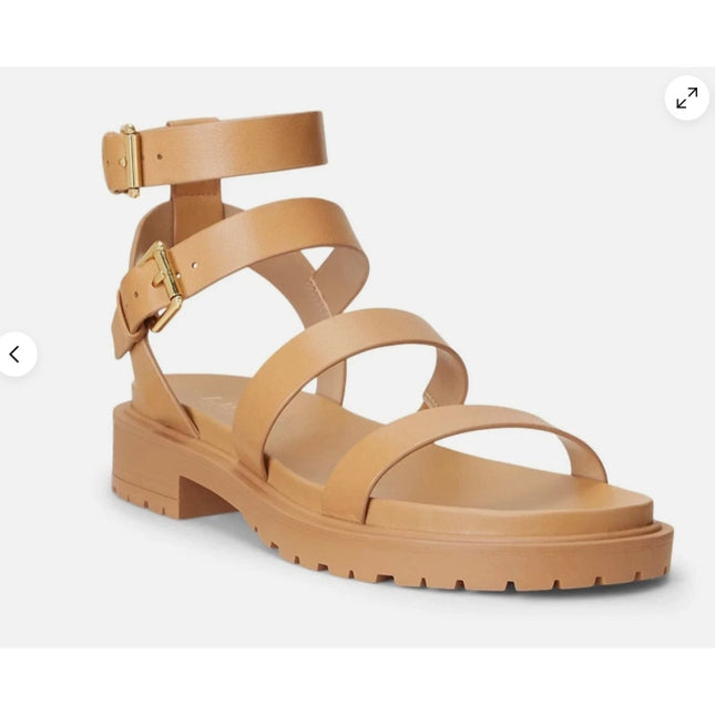 Lauren Ralph Lauren Kayleen Nappa Leather Sandals Buff Women's 6.5 New