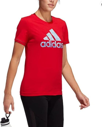 adidas Womens Badge of Sport Cotton Logo T-Shirt Scarlet m nwt