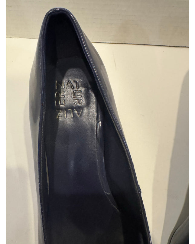Naturalizer Karina Blue Patent Block Heel Square Toe Pump 8.5W