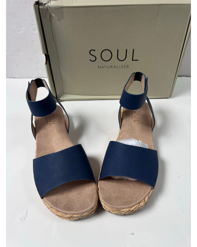 SOUL Naturalizer Womens Deara Platform Flat Sandals - 9.5 Medium  blue new