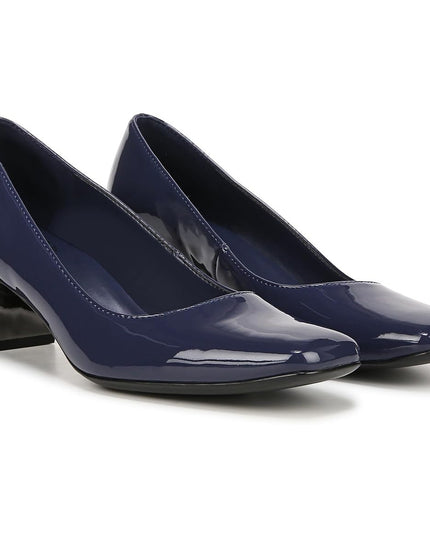 Naturalizer Karina Blue Patent Block Heel Square Toe Pump 8.5W