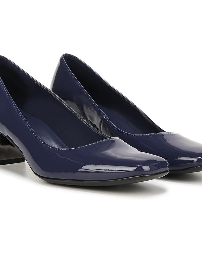 Naturalizer Karina Blue Patent Block Heel Square Toe Pump 8.5W