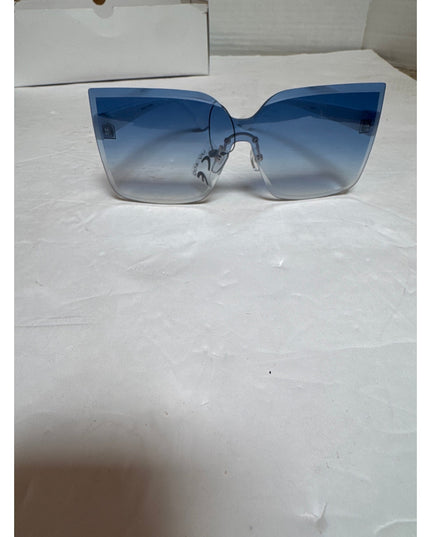 Rimless Cat Eye Sunglasses UV400 Women Light Blue Lens White New